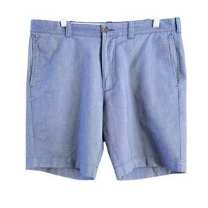 J CREW Shorts Mens Sz 34 Flat Front Cotton Mid Rise Inseam 9" Blue